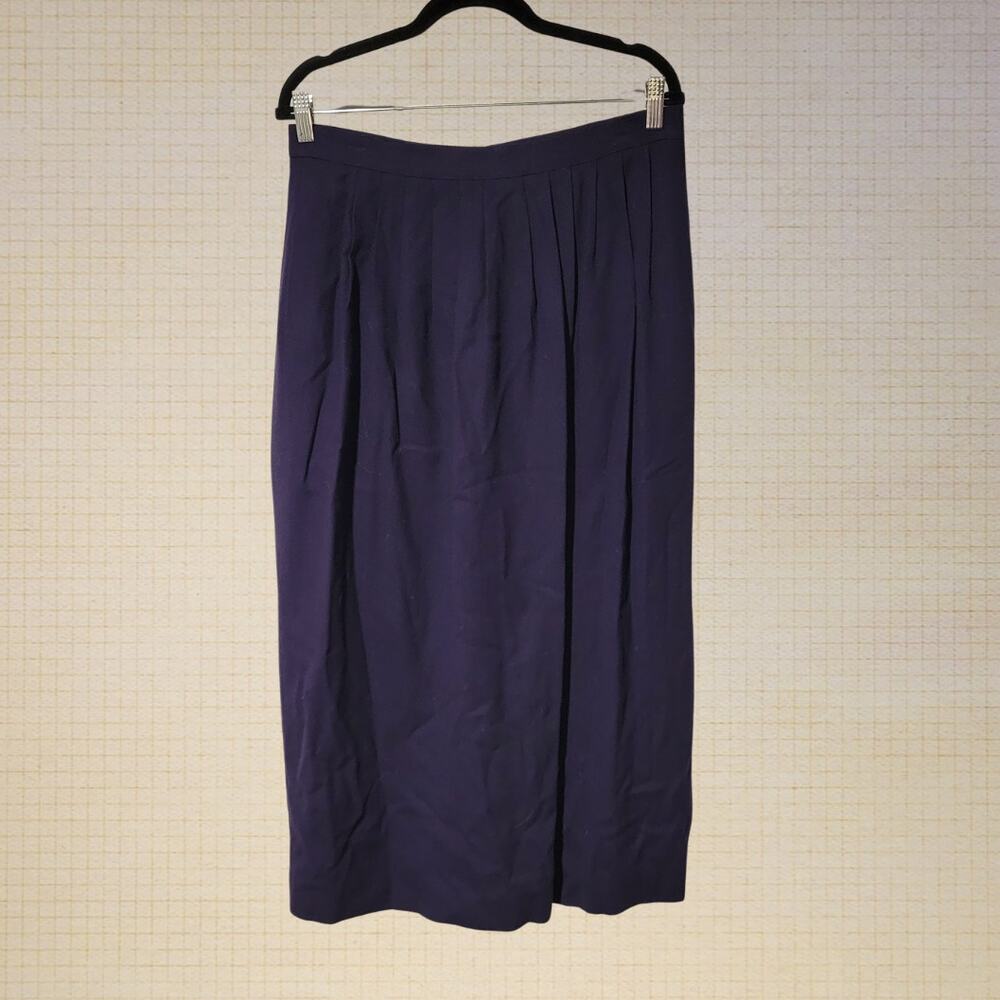 Classic Pleated Wool Midi Skirt Austin Reed Deep Purple Tailored Pockets M